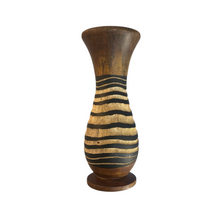 Load image into Gallery viewer, Tall Handcrafted Mango Wood Vase Tribal Pattern