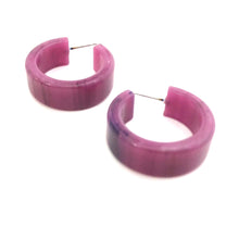 Load image into Gallery viewer, Violet Purple Marbled Parker Hoop Earrings