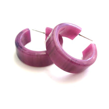 Load image into Gallery viewer, Violet Purple Marbled Parker Hoop Earrings