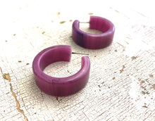 Load image into Gallery viewer, Violet Purple Marbled Parker Hoop Earrings