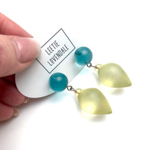 Load image into Gallery viewer, Teal and Mint Plum Bob Drop Earrings