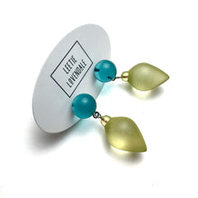 Load image into Gallery viewer, Teal and Mint Plum Bob Drop Earrings