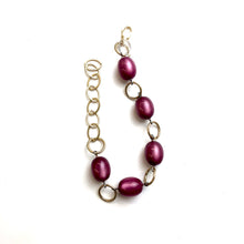 Load image into Gallery viewer, Cranberry Moonglow &amp; Gold Bubble Stations Bracelet