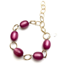 Load image into Gallery viewer, Cranberry Moonglow &amp; Gold Bubble Stations Bracelet