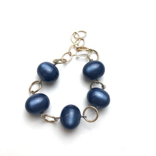 Load image into Gallery viewer, Sapphire Blue Moonglow &amp; Gold Bubble Stations Bracelet
