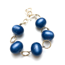 Load image into Gallery viewer, Sapphire Blue Moonglow &amp; Gold Bubble Stations Bracelet
