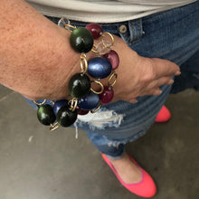 Load image into Gallery viewer, Cranberry Moonglow &amp; Gold Bubble Stations Bracelet