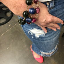 Load image into Gallery viewer, Sapphire Long Oval &amp; Gold Bubble Stations Bracelet