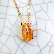 Load image into Gallery viewer, I Love You, Little Devil - Fire Opal Diamond Necklace 18K Yellow Gold