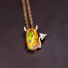 Load image into Gallery viewer, I Love You, Little Devil - Fire Opal Diamond Necklace 18K Yellow Gold