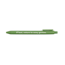 Load image into Gallery viewer, If Lost, Return To Sexy Genius Pen 🌹 | Gel Click Pen in Olive Green