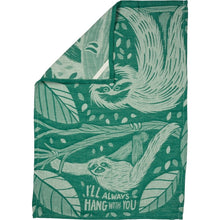 Load image into Gallery viewer, I&#39;ll Always Hang With You Sloth Green Funny Snarky Dish Cloth Towel | Ultra Soft and Absorbent Jacquard | All-Over Design | Unfolds 20&quot; x 28&quot; | Giftable