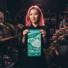 Load image into Gallery viewer, I&#39;ll Always Hang With You Sloth Green Funny Snarky Dish Cloth Towel | Ultra Soft and Absorbent Jacquard | All-Over Design | Unfolds 20&quot; x 28&quot; | Giftable