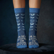 Load image into Gallery viewer, I'm Not Sleeping I'm Resting My Eyes Socks | Sleepy Tired Eyes Novelty Socks
