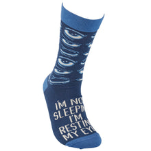 Load image into Gallery viewer, I'm Not Sleeping I'm Resting My Eyes Socks | Sleepy Tired Eyes Novelty Socks