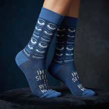 Load image into Gallery viewer, I'm Not Sleeping I'm Resting My Eyes Socks | Sleepy Tired Eyes Novelty Socks