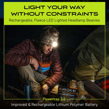 Load image into Gallery viewer, POWERCAP 3.0 Lighted Headlamp Fleece Beanies Rechargeable LED - 150 Lumens