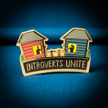 Load image into Gallery viewer, Introverts Unite (From Their Own Houses) Enamel Pin with Gift Card