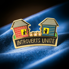 Load image into Gallery viewer, Introverts Unite (From Their Own Houses) Enamel Pin with Gift Card