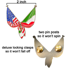 Load image into Gallery viewer, EL14-003 Italian American Italy Flag American Flag Italia support Pin 2 inch with dual pin posts
