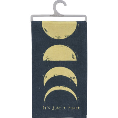It's Just A Phase Moon Dish Cloth Towel | All-Over Block Print Design | 20