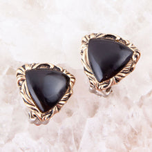 Load image into Gallery viewer, Jacquard Black Onyx Golden Earrings