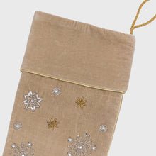 Load image into Gallery viewer, Extra large snowflake stocking, taupe