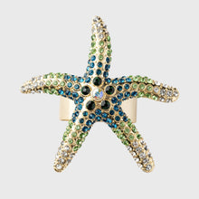 Load image into Gallery viewer, Sparkling starfish napkin rings, green, set of four