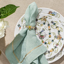 Load image into Gallery viewer, Skinny stripey bee napkin rings, green, set of four