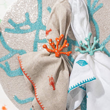 Load image into Gallery viewer, Lobster embroidered dinner napkins, flax, set of two