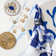 Load image into Gallery viewer, Coral hand beaded placemat, cobalt