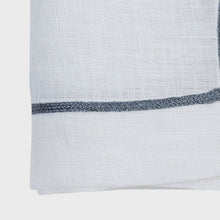 Load image into Gallery viewer, Gunmetal trim linen dinner napkins, white, set of two