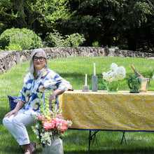 Load image into Gallery viewer, Damask print tablecloth, yellow