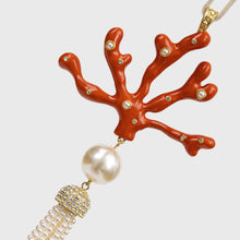 Load image into Gallery viewer, Coral tassel hanging ornament, coral