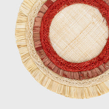 Load image into Gallery viewer, Ruffle edge straw coasters, red