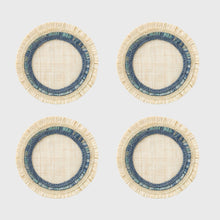 Load image into Gallery viewer, Ruffle edge straw coasters, indigo