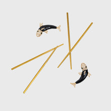 Load image into Gallery viewer, Enamel koi chopstick rests and chopsticks, set of four