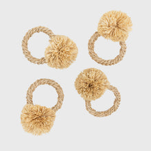 Load image into Gallery viewer, Straw pompom napkin rings, natural, set of four