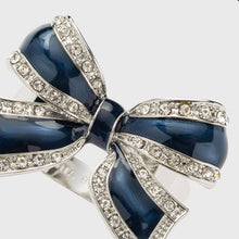 Load image into Gallery viewer, Enamel bow skinny napkin rings, navy, set of four