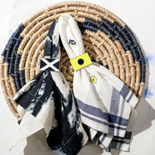 Load image into Gallery viewer, Nautical flag napkin rings, navy, set of four