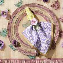 Load image into Gallery viewer, Ruffle edge straw placemats, lilac, set of four