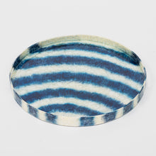 Load image into Gallery viewer, Extra large striped capiz tray, blue