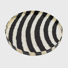 Load image into Gallery viewer, Extra large striped capiz tray, black