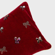 Load image into Gallery viewer, Bow Throw Pillow- Plush Red