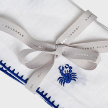 Load image into Gallery viewer, Crab embroidered dinner napkins, white, set of two