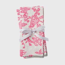 Load image into Gallery viewer, Garden print napkin, pink, set of two