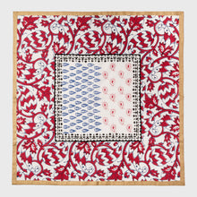 Load image into Gallery viewer, Joyful block print napkin, red, set of two
