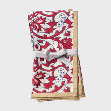 Load image into Gallery viewer, Joyful block print napkin, red, set of two