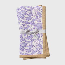 Load image into Gallery viewer, Joyful block print napkin, lilac, set of two