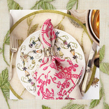 Load image into Gallery viewer, Garden print napkin, pink, set of two